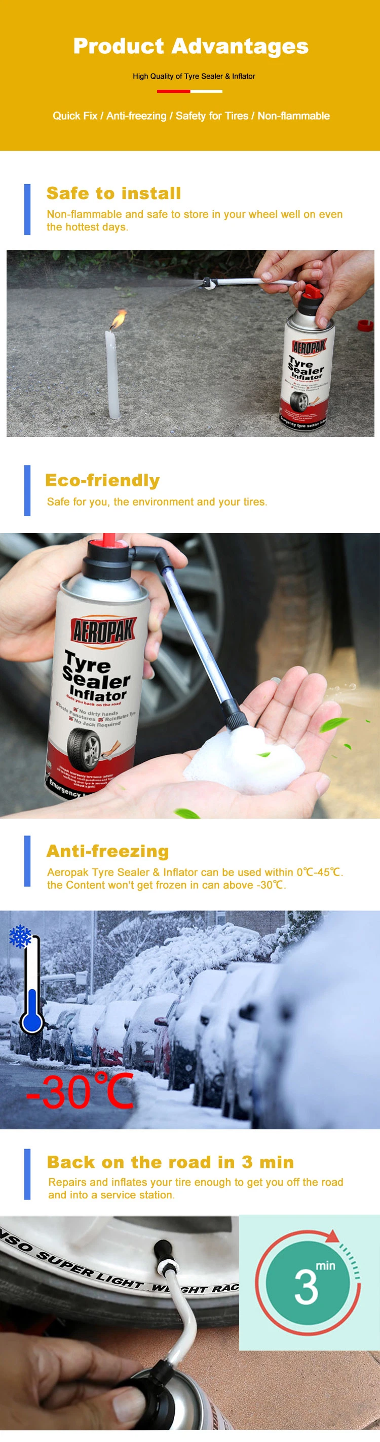 Convenience Carry Tire Inflator Sealant Spray