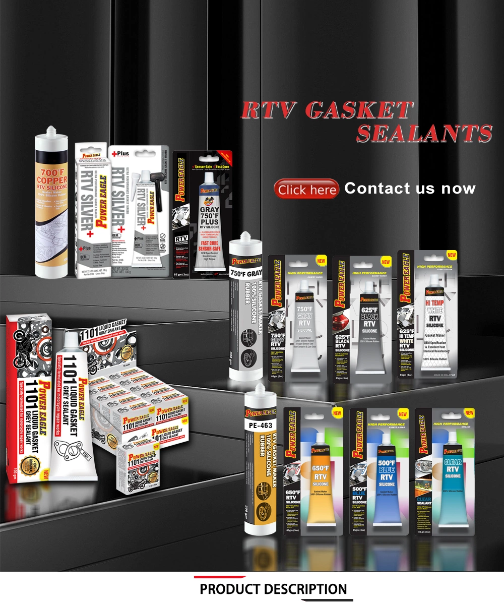 Wholesale Price Silicone Rubber Gasket Maker Sealant Long Life 85g Black Gray Red Color RTV Silicone Gasket Maker